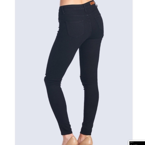 Black Knee Cut Skinny Jeans - Picture 3 of 4